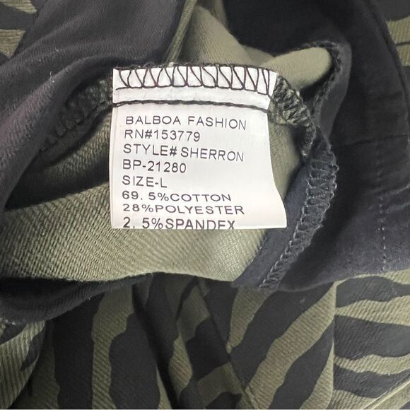 BALBOA Two Pieces Green Military Print, Top Crop Sleeveless Pant High Waisted L - Picture 9 of 9